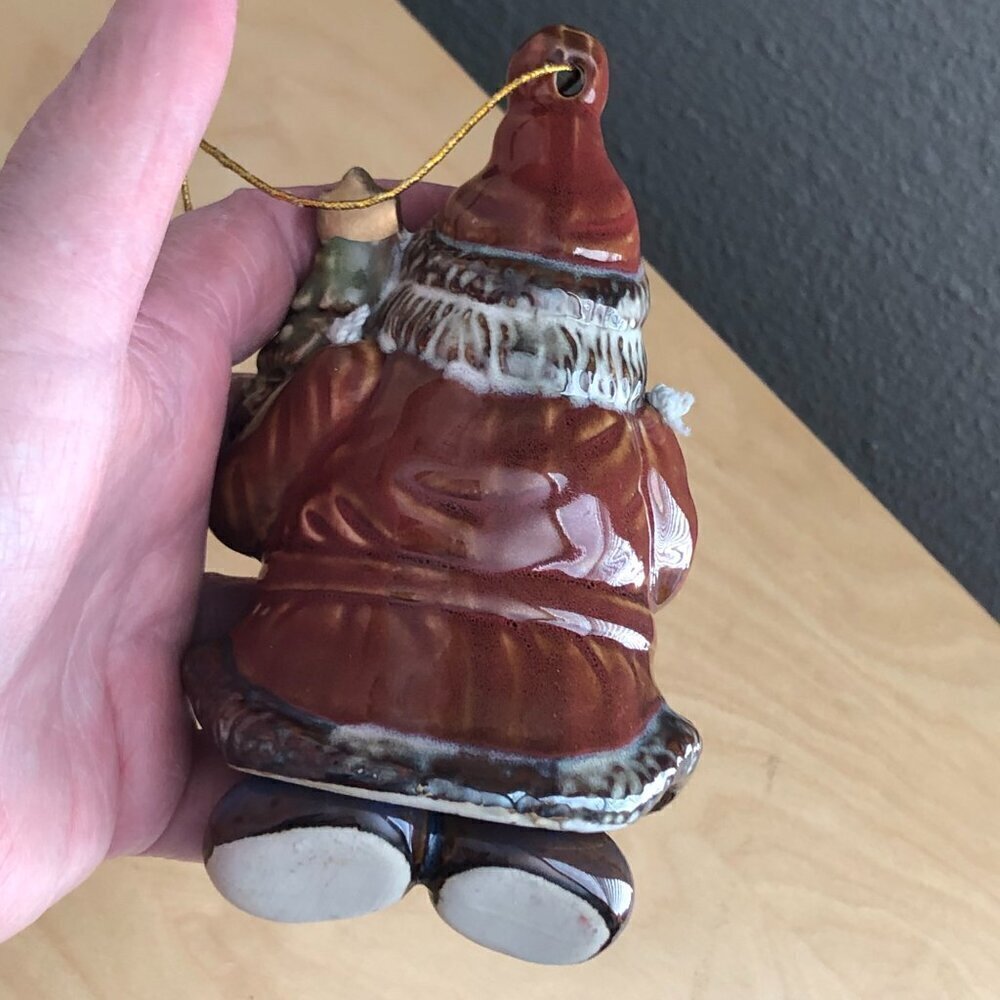 Vintage Old Father Christmas Santa Klaus Ceramic Articulated Red Green Glazed - Picture 6 of 7